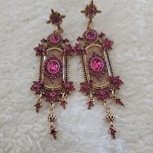 Soft Pink Rhinestone Antique Style Earrings